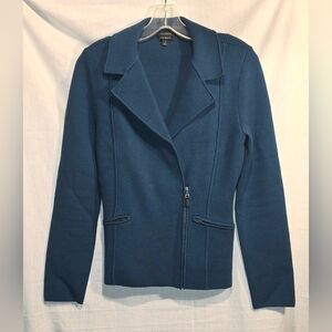 Talbots Milano 100% Pure Merino Wool Moto Zip Up Sweater Jacket Size S